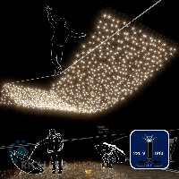 Светодиодный занавес (дождь) Rich LED 2*6 м, влагозащитный колпачок, мерцающий, тепло белый, черный провод,