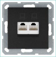 Розетка компьютерная 2-м RJ45 IP20 кат. 6 механизм антрацит Jasmart G6108B