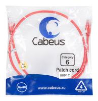 Патч-корд U/UTP кат.6 PC-UTP-RJ45-Cat.6-1m-RD 2xRJ45/8p8c неэкранир. PVC 1м красн. Cabeus 8691c