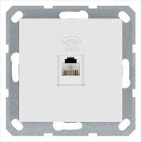 Розетка телефонная 1-м RJ11 механизм бел. глянцевый JasmartG6101W