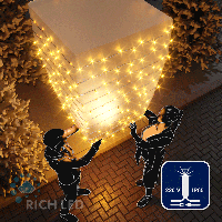 Светодиодная гирлянда Rich LED 10 м, 100 LED, 220 В, соединяемая, влагозащитный колпачок, желтая, мерцающая, белый провод,