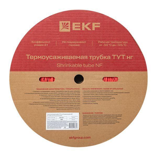 Трубка термоусадочная ТУТ нг 6/3 красн. (уп.100м) EKF tut-6-r