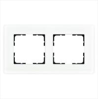 Рамка 2-м G-Glass закругленная стекло матов. бел. Jasmart G1002GW-RM