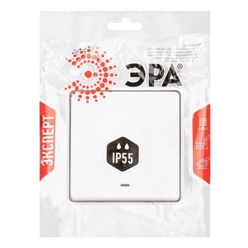 Переключатель Эксперт 11-1507-01 с подсветкой IP55 10АХ-250В ОУ бел. Эра Б0063255