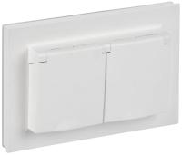 Розетка 2-м СП BRITE РСбш12-3-44-БрАБ 16А IP44 в сборе с крышкой арктич. бел. IEK BR-R26-16-44-K91-F