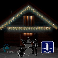 Светодиодная бахрома Rich LED, 3*0.5 м, влагозащитный колпачок IP65, мерцающая, тепло белая, прозрачный провод,