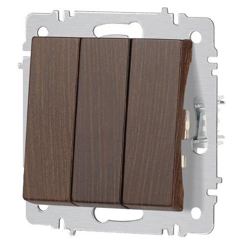 Выключатель 3-кл. СП Accent 6-106-10 10А IP20 250В AL/CU венге Intro Б0063550