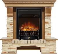 Royal Flame Каминокомплект Pierre Luxe - Дуб / Сланец с очагом Fobos FX M Black RC