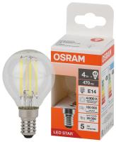 Лампа светодиодная филаментная LS CLP40 4W/840 230VFILCL 4Вт 4000К нейтр. бел. E14 470лм P угол пучка 300град. 220-240В (замена 40Вт) прозр. стекло OSRAM 4058075684362