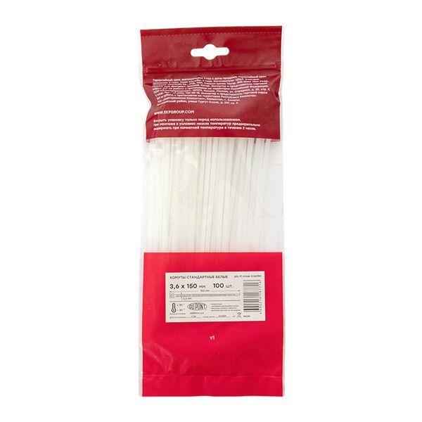 Хомут P6.6 3.6х150 FlexLock стандартный бел. (уп.100шт) PROxima EKF plc-fl-ctsw-3.6x150