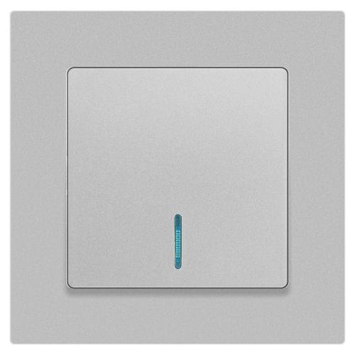 Выключатель 1-кл. СП Accent 6-102-03 10А IP20 250В с подсветкой AL/CU алюм. Intro Б0063478