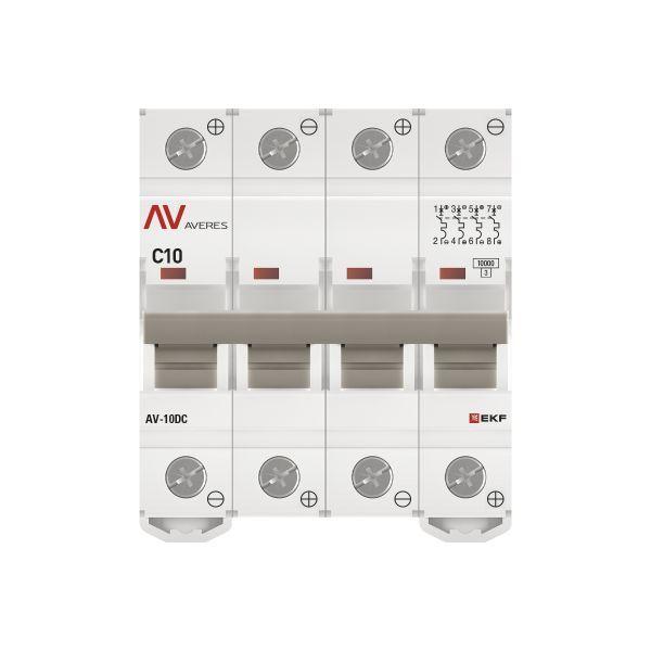 Выключатель автоматический 4п C 10А 10кА AV-10 DC AVERES EKF mcb10-DC-4-10C-av