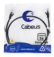 Патч-корд U/UTP кат.5E PC-UTP-RJ45-Cat.5e-1m-BK-LSZH 2xRJ45/8p8c неэкранир. LSZH 1м черн. Cabeus 9537c