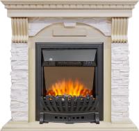 Royal Flame Каминокомплект Dublin - Слоновая кость с патиной / Сланец крем с очагом Aspen Black