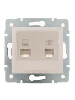 Розетка компьютерная + телефонная 2-м СП Karina RJ45 + RJ11 механизм жемчуж./бел. перламутр. LEZARD 707-3088-143