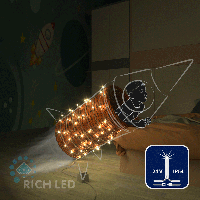 Светодиодная гирлянда Rich LED 10 м, 100 LED, 24 В, защита IP54, соединяемая, теплая белая, мерцающая, прозрачный провод