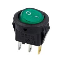 Выключатель клавишный круглый 250В 3А (3с) ON-OFF зеленый с подсветкой Micro REXANT