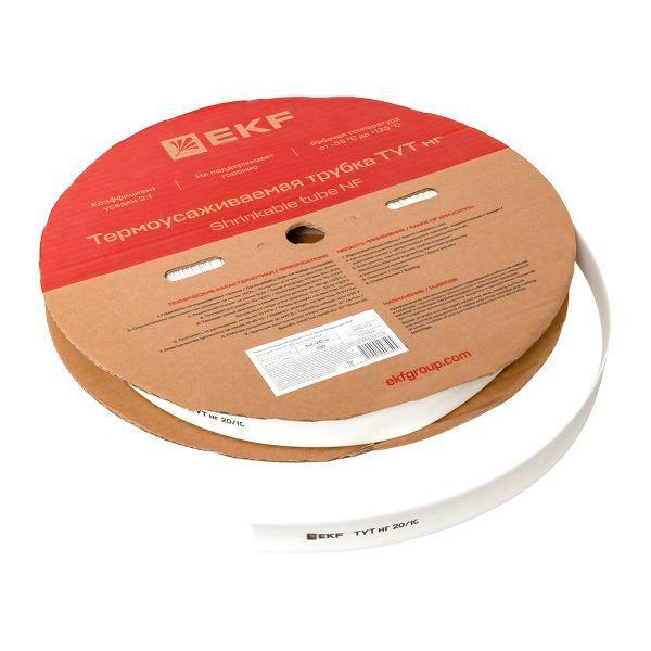 Трубка термоусадочная ТУТ нг 20/10 бел. (уп.100м) EKF tut-20-w