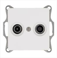 Розетка телевизионная оконечная TV + FM 2-м Ф9.5мм механизм бел. глянцевый Jasmart G6204W