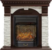 Royal Flame Каминокомплект Dublin угловой - Темный дуб / Сланец белый с очагом Majestic FX M Black RC