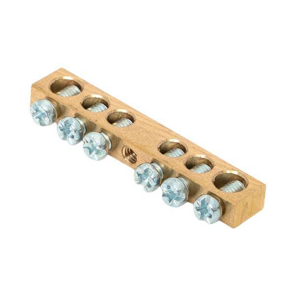 Шина PEN "ноль-земля" 6х9 6 отвер. латунь крепеж по центру розн. стикер PROxima EKF sn0-63-06-r