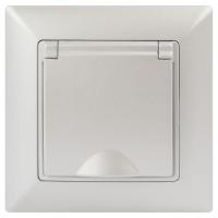 Розетка 1-м СП Solo 4-203-06 16А 250В IP20 2P+E Schuko с заземл. защ. крышка перламутр Intro Б0053662