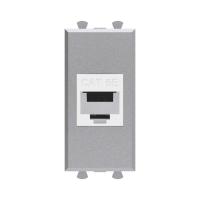 Розетка компьютерная 1мод. Avanti "Закаленная сталь" RJ45 кат.5E без шторок модульная механизм DKC 4404661