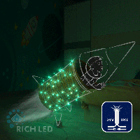 Светодиодная гирлянда Rich LED 10 м, 100 LED, 24В, соединяемая, влагозащитный колпачок, зеленая, мерцающая, белый провод,