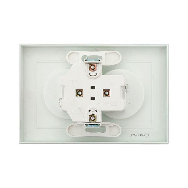 Розетка 2-м СП Эпика 16А без заземл. защ. шторки с рамкой механизм алюм. EKF UP1-SOA-201