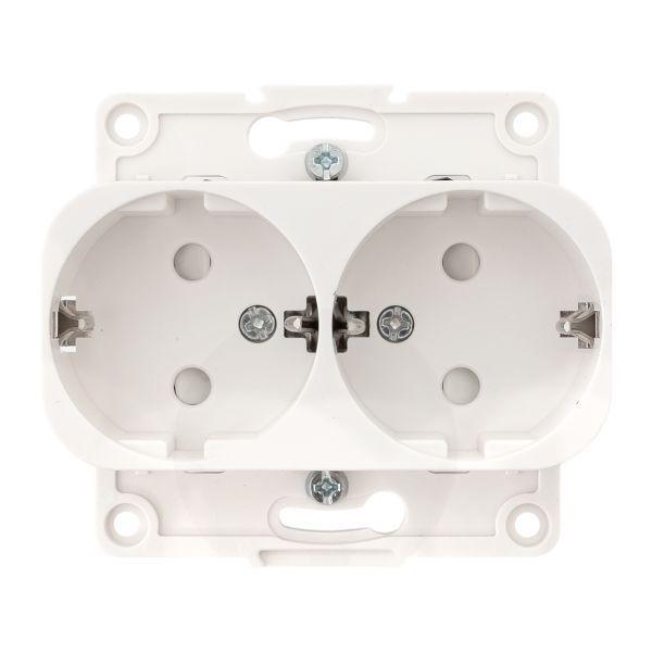 Розетка 2-м СП Стокгольм 16А IP20 с заземл. защ. шторки механизм бел. PROxima EKF EYR16-128-10