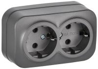 Розетка 2-м ОП GLORY РС22-3-ХСм 16А с заземл. без защ. шторок сталь матов. IEK ERH21-K46M-16