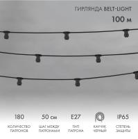 Гирлянда Belt-Light 2 жилы, 100м, шаг 50см, 180 патронов E27, IP65, черный провод NEON-NIGHT