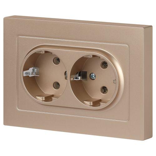 Розетка 2-м СП Accent 6-205-04 16А IP20 250В 2P+E Schuko AL/CU шампань Intro Б0063492