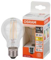 Лампа светодиодная филаментная LSCLA100 7.5W/827230VFILCL 7.5Вт 2700К тепл. бел. E27 1055лм A угол пучка 300град. 220-240В (замена 100Вт) прозр. стекло OSRAM 4058075684126