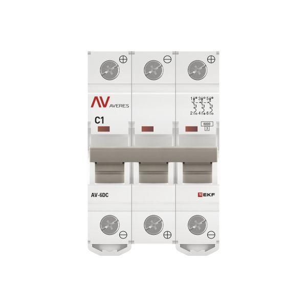 Выключатель автоматический модульный 3п C 1А 6кА AV-6 AVERES EKF mcb6-DC-3-01C-av