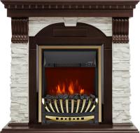 Royal Flame Каминокомплект Dublin угловой - Темный дуб / Сланец белый с очагом Aspen Gold