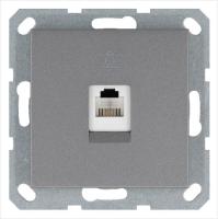 Розетка телефонная 1-м RJ11 механизм алюм. JasmartG6101S