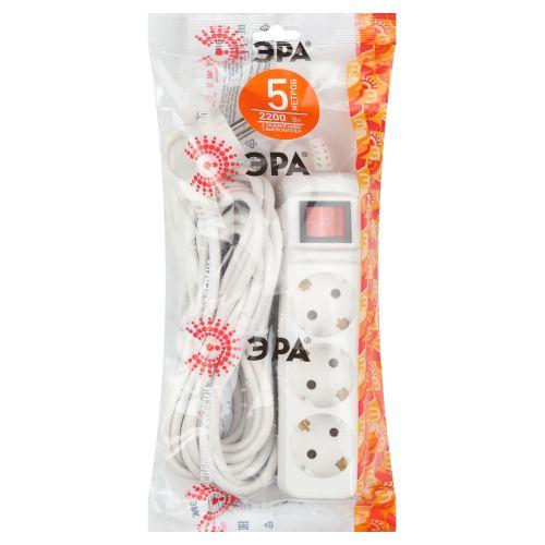 Удлинитель 3х5м с заземл. 10А IP20 UX-3es-5m ПВС 3х0.75 с выкл. Эра Б0035755