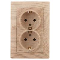 Розетка 2-м СП Solo 4-205-11 16А 250В IP20 2х2P+E Schuko с заземл. сосна Intro Б0053680