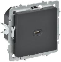 Розетка СП BRITE USB C 65Вт высокоскор. заряд. РЮ12-1-БрГ графит IEK BR-U13-065-K53