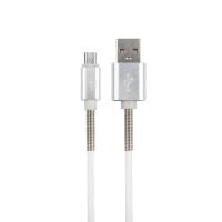 Кабель USB для iPhone 5/6/7/8/Х моделей бел. силикон 1м (с пружиной) Rexant 18-7011