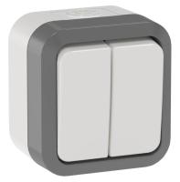 Выключатель проходной 2-кл. ОП TORS 10А IP55 TS225 сер-бел IEK TS-V22-0-10-55-K41