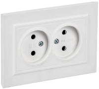 Розетка 2-м СП BRITE РС12-2-БрАБ 10А в сборе без заземл. без защ. шторок арктич. бел. IEK BR-R20-10-K91-F