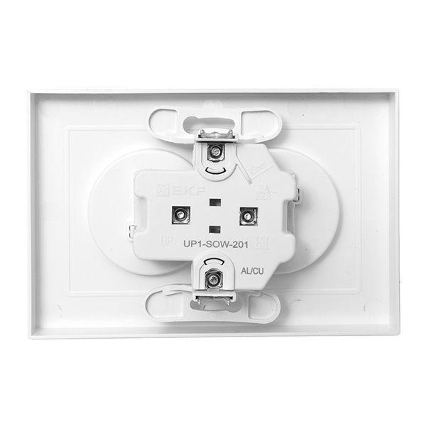 Розетка 2-м СП Эпика 16А без заземл. защ. шторки с рамкой механизм бел. EKF UP1-SOW-201