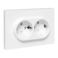 Розетка 2-м СП Эпика 16А с заземл. защ. шторки с рамкой механизм бел. EKF UP1-SOW-211