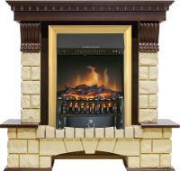Royal Flame Каминокомплект Pierre Luxe - Темный дуб / Шампань с очагом Fobos FX Brass