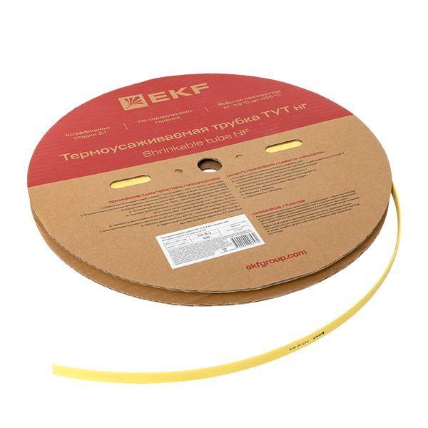 Трубка термоусадочная ТУТ нг 8/4 желт. (уп.100м) EKF tut-8-y