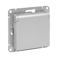 Розетка СП Эпика 16А IP44 с заземл. защ. шторки с крышкой механизм алюм. EKF UP1-SOA-111-44