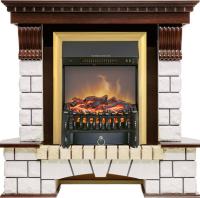 Royal Flame Каминокомплект Pierre Luxe угловой - Темный дуб / Белый с очагом Fobos FX M Brass