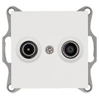 Розетка телевизионная проходная TV + FM 2-м Ф9.5мм механизм бел. глянцевый Jasmart G6205W